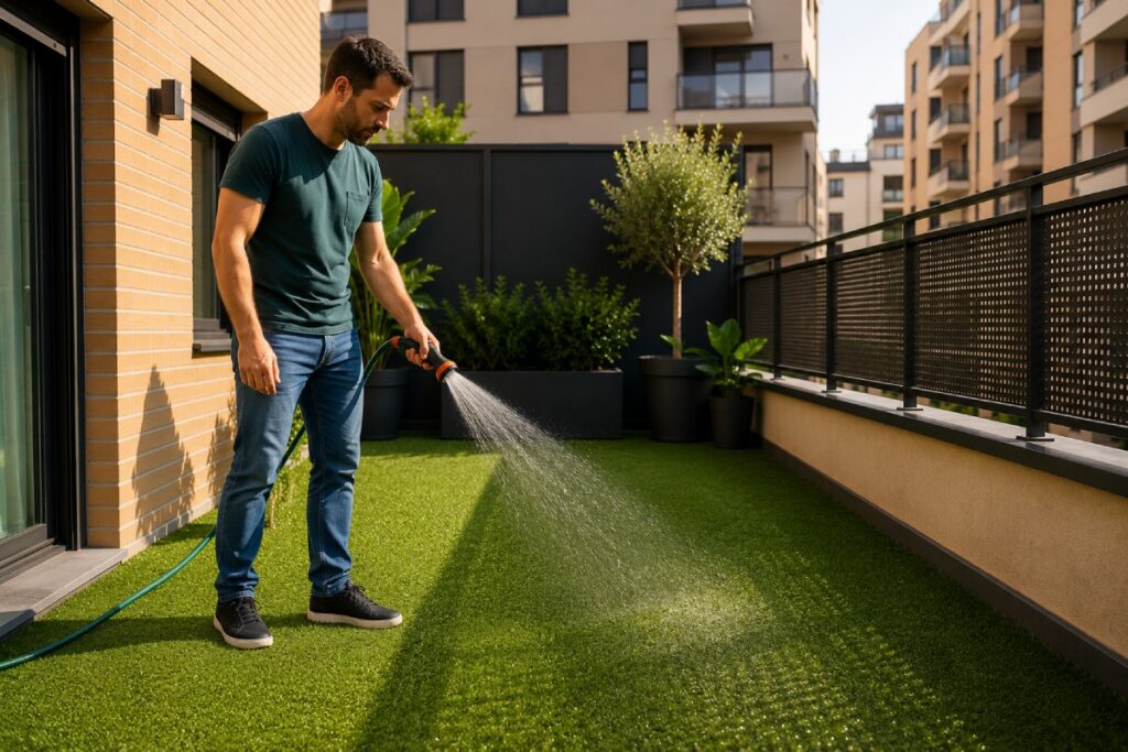 riego cesped artificial