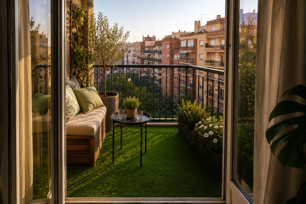 Césped artificial en balcones